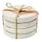 Hello Honey® Off-White and Terracotta Round Sandstone Coaster Set with Abstract Design